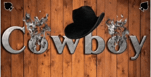 a cowboy sign with a cowboy hat on top
