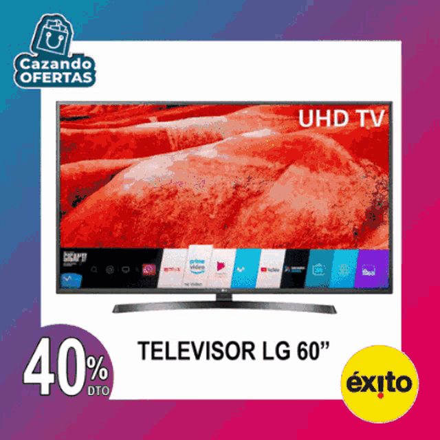 an advertisement for a lg 60 " television with a 40 % dto