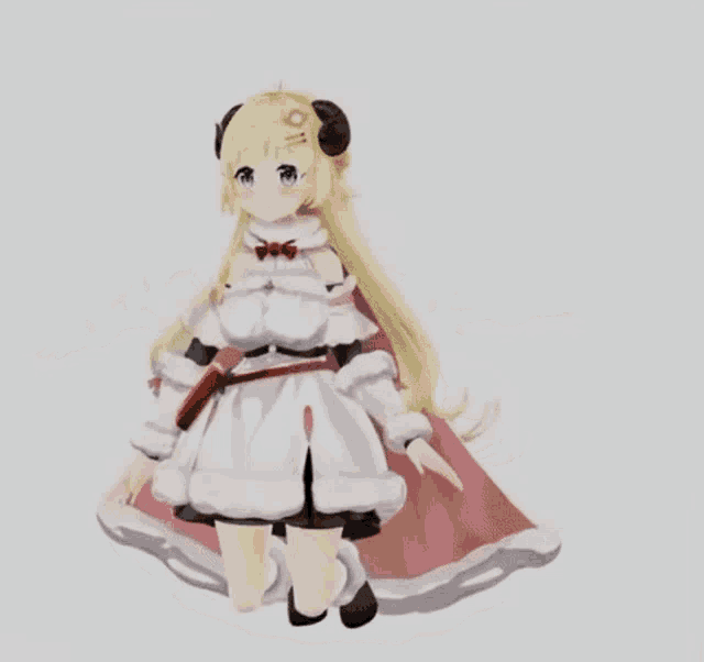 a 3d model of a girl with horns and long blonde hair