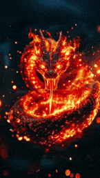 a dragon is surrounded by flames with its tongue coming out of it 's mouth