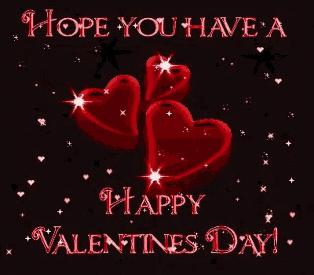 a valentine 's day greeting card with red hearts and the words hope you have a happy valentines day