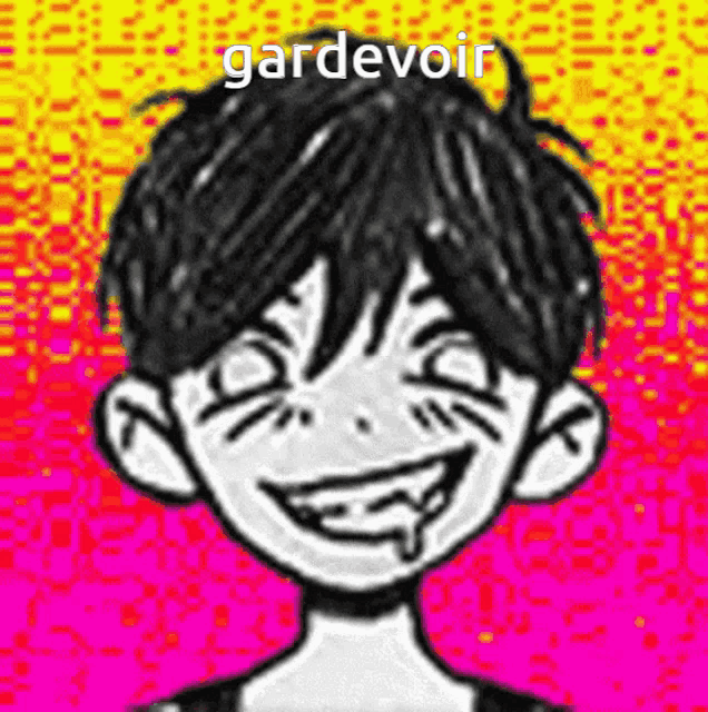 a black and white drawing of a boy with the words gardevoir written above him