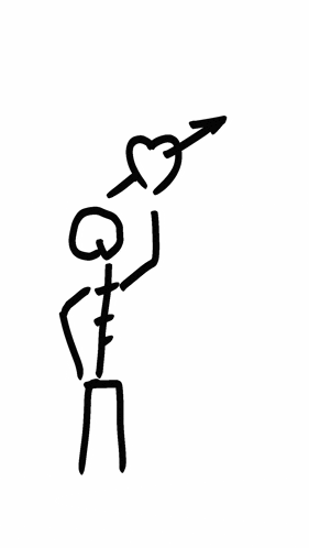 a stick figure with a heart and an arrow