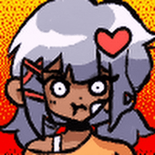 a cartoon character with a heart on her head