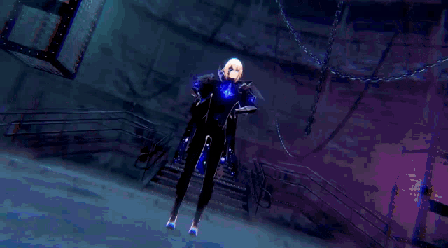 a close up of a person in a video game with a sword .