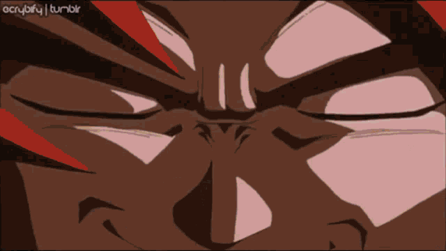 a close up of a cartoon character 's face with a tumblr watermark on the bottom right