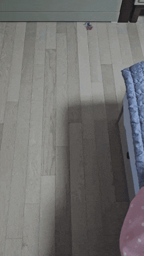 a shadow of a person is cast on a wood floor