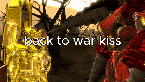 a video game called back to war kiss shows a clock and a robot