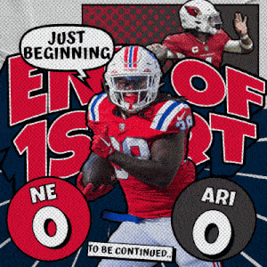 a football player in a red and white uniform says just beginning end of 1st to be continued