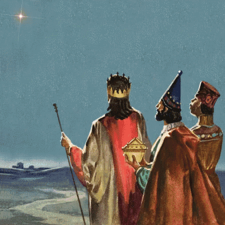 a painting of the three wise men looking at the star
