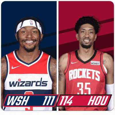 a wizards player and a rockets player are shown