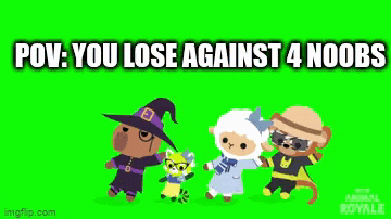 a group of cartoon animals standing next to each other on a green screen .