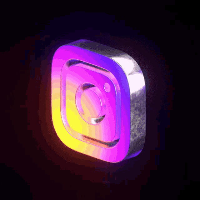 a purple and yellow instagram logo on a black background