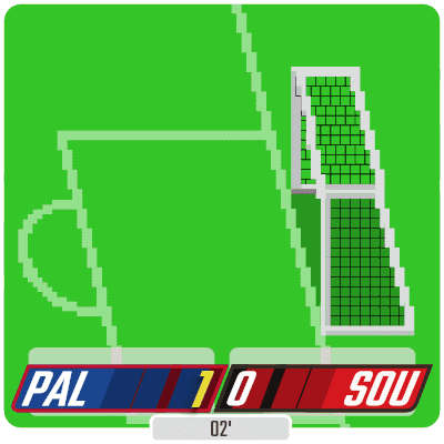 a pixel art of a cricket game with the scoreboard showing pal 1 0 sou 02