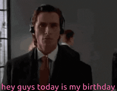 a man in a suit and tie is saying " hey guys today is my birthday "