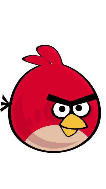a red angry bird with a yellow beak and a black eye