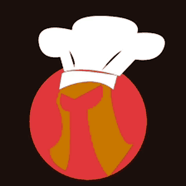 a chef 's hat is on top of a red ball