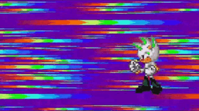 a pixel art of a sonic the hedgehog on a colorful background