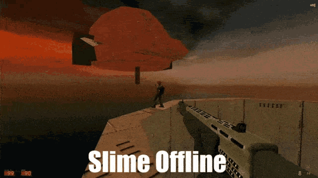 a video game with the words slime offline on the bottom