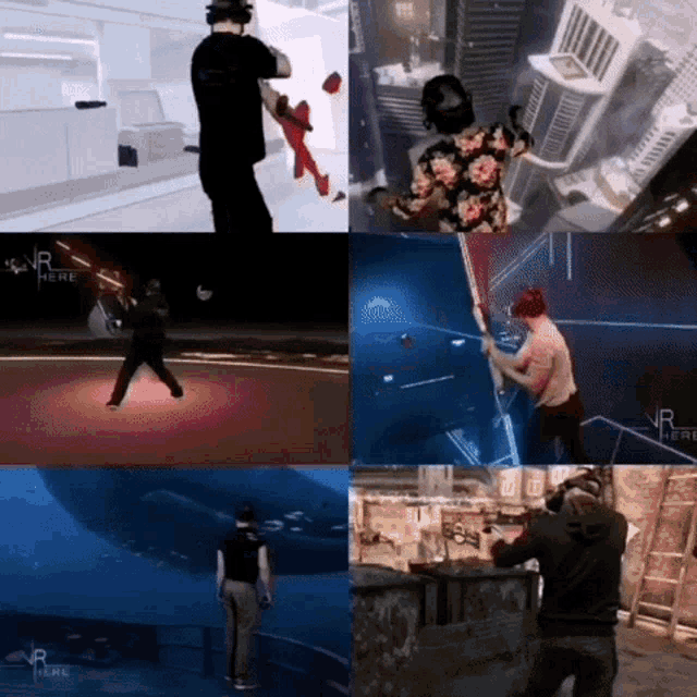 a collage of images with the word here on the bottom right