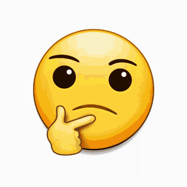 a thinking smiley face with a hand on it 's chin