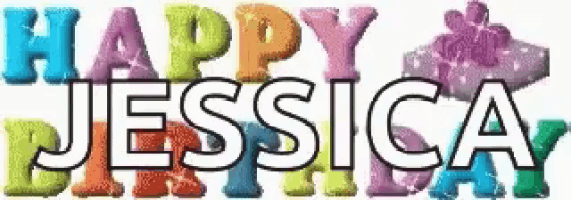 the word happy jessica is written in colorful letters .