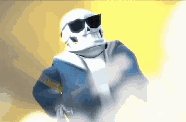 a cartoon character wearing sunglasses and a skull mask
