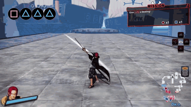a screenshot of a video game that says give luffy a beating on it