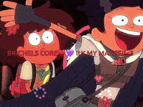 a couple of cartoon characters with the words " brichels core " on the bottom