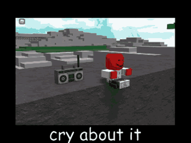 a screenshot of a video game with the words cry about it on the bottom