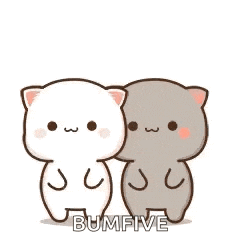 two cats are hugging each other and a heart is flying in the air .