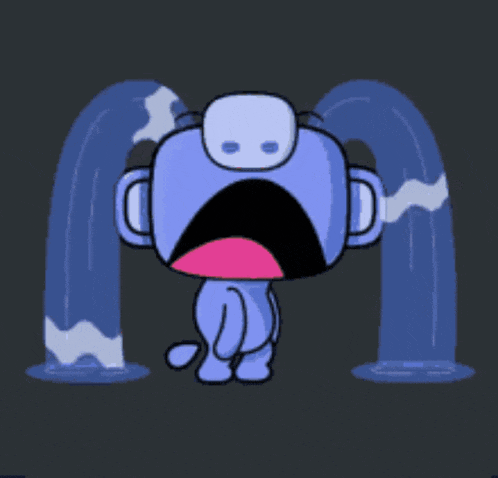 a cartoon monkey is crying with tears coming out of its eyes