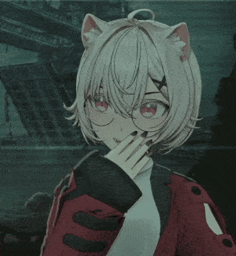 a girl with glasses and a cat ear is holding a book