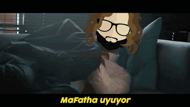 a cartoon of a man laying on a couch with a caption that says mafatha uyuyor