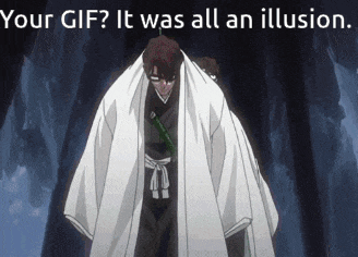 a gif of a man in a white kimono with the words " your gif it was all an illusion "