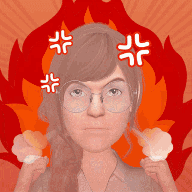 a cartoon of a woman with steam coming out of her ears