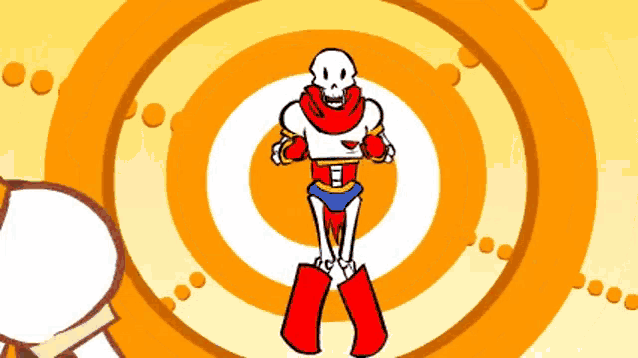 a cartoon drawing of a skeleton standing in a spiral
