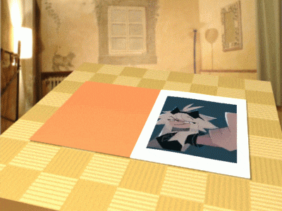 a piece of paper with a picture of a rabbit on it