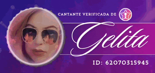 a picture of a woman wearing sunglasses with the name gelita on it