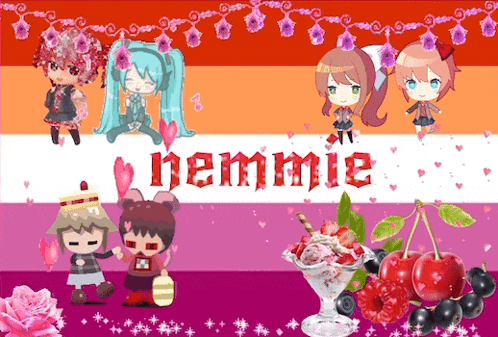 a collage of anime characters with the name hemmie at the top