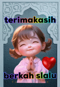 a picture of a little girl with the words " terimakasih berkah slalu " on it