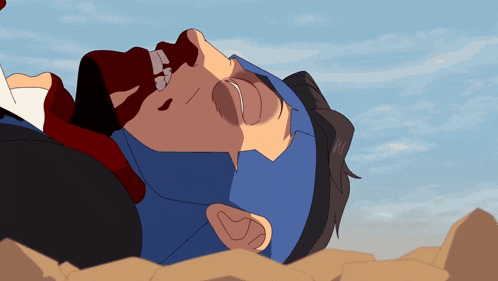 a cartoon drawing of a man laying on the ground