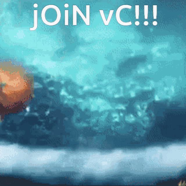 a blue background with the words join vc !!! on it