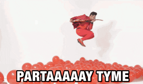 a person playing a guitar with the words partaaay tyme written below them