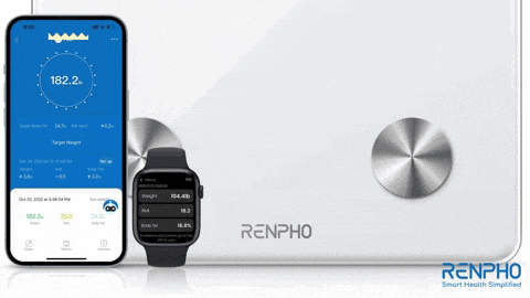 a renpho smart health simplified device with a phone and watch