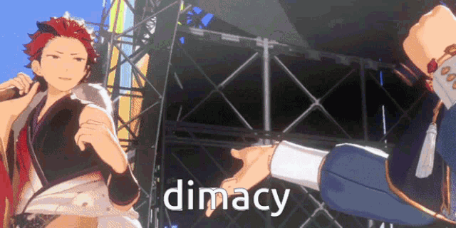 a couple of anime characters with the word dimacy on the bottom