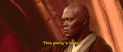 Party Over Star Wars GIF - Party Over Star Wars Mace Windu GIFs