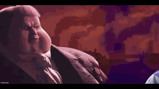 a fat man in a suit and tie is looking at the camera