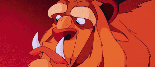 a close up of a cartoon character 's face with a red background