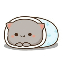 a cute cartoon cat is wrapped in a blanket .